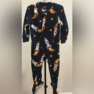 Carter's Navy Blue Rocket Print Fleece One-Piece